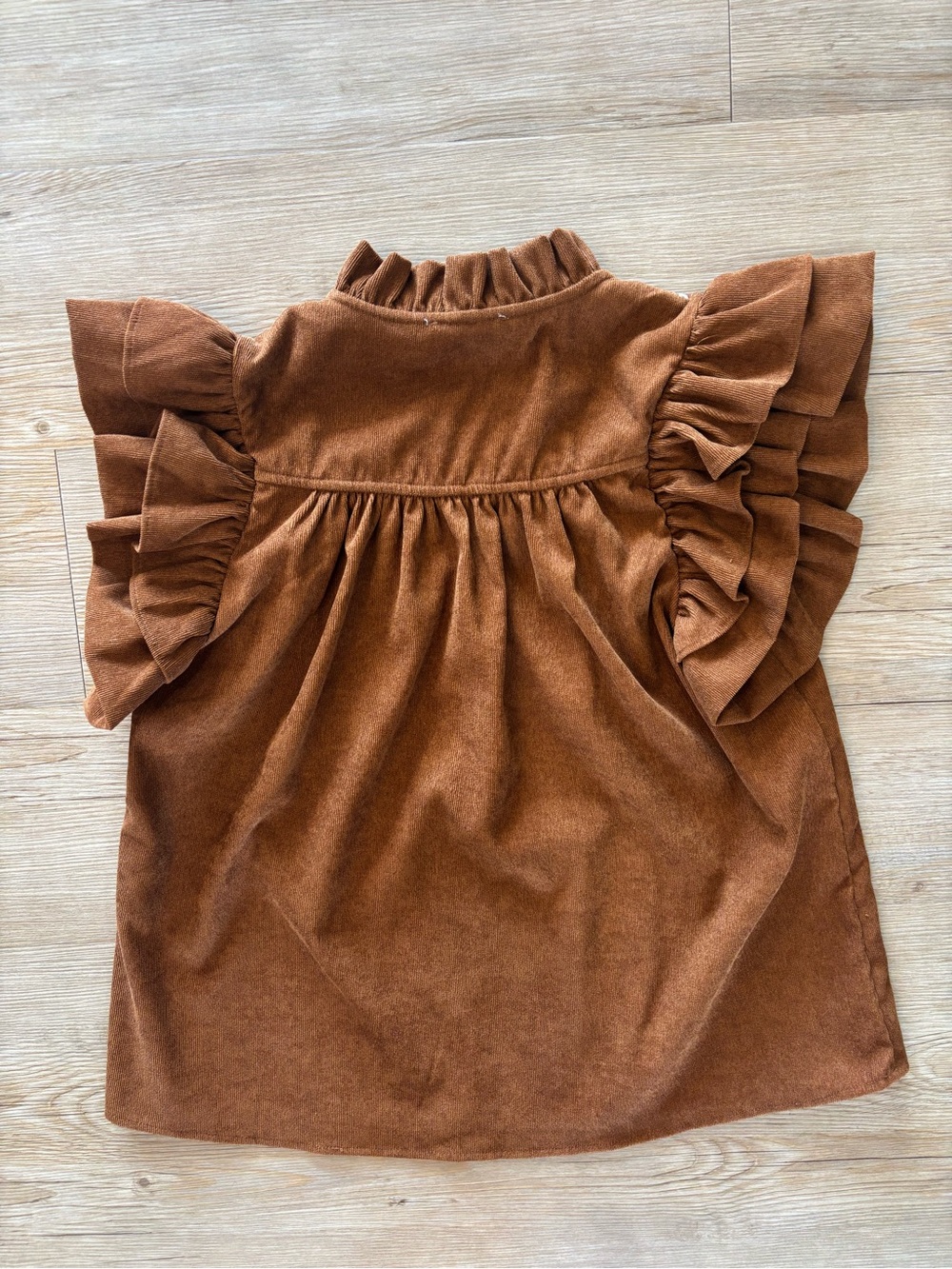 THML Brown Embroidered Ruffle Sleeve Blouse - Picture 2 of 4